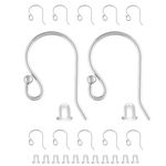 BEADNOVA Earring Hooks 925 Sterling Silver Ball Dot Ear Wire with Rubber Earring Backs Earwire for Jewelry Making Earring Supplies (12pcs Ear Wire and 12pcs Earring Backs, Total 24pcs)