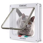 CEESC Cat Flap Door Magnetic Pet Door With 4 Way Lock for Cats, Kitties and Kittens, 3 Sizes and 2 Colors Options (M: 7.56"(W) x 7.87"(H) x 2.17"(D), White)