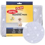 Glad for Pets Reusable Dog Pee Pads, Gray with Paw Prints - Washable Potty Pads for Dogs, Cloth Puppy Potty Training Pads, Puppy Essentials, Waterproof Pet Mats for Floor, 18” x 24”, 2 Count