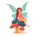 AH Decals Cartoon Little Fairy Sitting on Mushroom Animated Wall Sticker Beautiful Created Designs Kids Room Sticker Wall, Hall, Living Room,Poster 3D Background Removable Sticker Gallery Poster