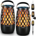 IXTECH Outdoor Bluetooth Speaker Waterproof Wireless Upgraded Portable Speaker with LED Flame Lights Linkable Torch Lantern Speaker for Party Pool Camping Halloween Christmas Birthday Gift 2 Pack