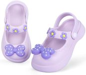 Endurax Kids Slide Sandals for Boys Girls, Purple Clogs for Kids Sandals for Toddler Girls Anti-slip Water Shower Slipper for Indoor & Outdoor Activities with Adjustable Back Strap & Comfy Thick Sole,