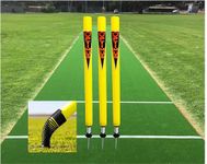 Optimus® Cricket Plastic Target Stump Wicket 3 Pcs-Flexible Steel Spring & Ground Spike - N