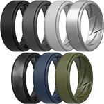 ThunderFit Silicone Wedding Rings for Men, Airflow Inner Grooves - 8mm wide - 2mm Thick (Black, Grey B, Grey A, Silver B, Grey Camo, Dark Blue D, Olive Green - Size 9.5-10 (19.8mm))