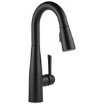 Delta Faucet Essa Matte Black Bar Faucet with Pull Down Sprayer, Black Bar Sink Faucet Single Hole, Wet Bar Faucets Single Hole, Prep Sink Faucet, Black Kitchen Faucet, Matte Black 9913-BL-DST