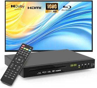 Blu Ray Player Dolby Digital TrueHD/DTS and 1080P Full HD, Plays Region A/1 Blu-Rays and All DVDs, Supports 128GB USB Playback + HDMI/AV/Coaxial Output + Built-in NTSC/PAL with HDMI/AV Cable
