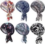 Geyoga 6 Pcs Chemo Headwear for Women Turban Beanie Caps Cancer Head Scarves Hair Loss Beanie Headwear for Yoga Running (Cute Color,Modern Style)