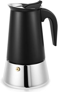 Suiitat Moka Pot, 9 Cups Stovetop Espresso Maker, 304 Stainless Steel Moka Pot, Italian and Cuban Coffee Maker, Suitable for Induction Cooktop, Black
