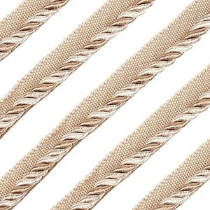 FINGERINSPIRE 13.7 Yards Twisted Lip Cord Trim, Twisted Cord Trim Ribbon 16mm, Polyester Twisted Trim Cord Rope Embellishment for Home Decor, Upholstery Curtain Tieback, Antique White