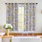 MYSKY HOME Floral Curtains 45 Inch Length for Living Room Bedroom, Bathroom Thermal Insulated Room Darkening Curtains Grommet Vintage Flower Curtains Decorative Curtains,2 Panels