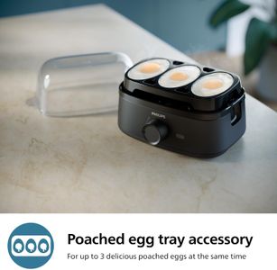 Philips Egg Cooker 3000 Series – Family Size, 6 Eggs, Poached Tray, Easy Clean