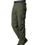 Jessie Kidden Mens Hiking Cargo Trousers Convertible Quick Dry Lightweight Zip Off Outdoor Fishing Travel Safari Walking Pants #225 Army Green-XL 38