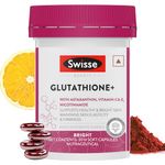 Swisse Glutathione+ Manufactured In Australia, Glutathione Tablets with Astaxanthin, Vitamin C & E, Nicotinamide For Healthy, Radiant & Youthful Skin (30 Capsules, Only 1 Capsule Per Serving)