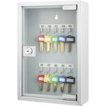 BARSKA CB12986 Key Lock 10 Position Key Cabinet with Glass Door Grey