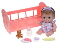 JC Toys Lil' Cutesies 9.5" All Vinyl Washable Doll Rocking Crib Gift Set