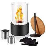 Tabletop Fireplace, Stainless Steel Bioethanol Fireplace,Portable Ethanol Fireplace Bio Fireplace for Indoor and Outdoor Home Garden Balcony Living Room Dining Table(Black)