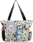 Large Beach Bag for Women, Waterproof Beach Tote Bag with Zipper, Reusable Grocery Bags for women, Tote Bags for Shopping