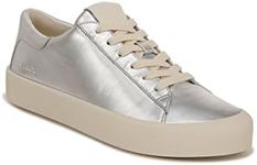 Vince Womens Gabi Lace Up Sneakers, Silver Metallic Leather, 10 US