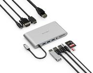 Kensington UH1440P 10-in-1 Dual Monitor USB-C Hub, Laptop Docking Stations with DisplayPort/HDMI/VGA Ports, SD & Micro SD Card Readers, 85W Charging for Thunderbolt 3/4 and USB-C Devices (K33853WW)