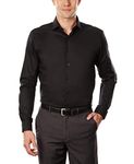 Kenneth Cole Unlisted by Men's Unlisted Dress Shirt Solid, Black, 18"-18.5" Neck 36"-37" Sleeve