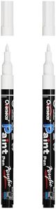 Overseas Paint Pens Paint Markers - White Permanent Markers Acrylic Paint Pens 2 Pack, Water Based, Waterproof, 0.7mm Extra Fine Marker Pen for Wood, Metal, Rock, Plastic, Glass, Canvas, Mugs, Tire