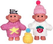 2 Pack Cute Troll Dolls Lighter Case Silicone Funny Mini Dolls Lighter Sleeve with Sweater &Hat for 3.2in Regular Lighter (Lighter not Included) (Pink & White)