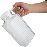 Acrylic Beverage Drink Pitcher, Transparent Juice Bottle Striped Water Ice Cold Juice Jug with Lid and Handle Ribbed Striped for Bar Home(1800ml)