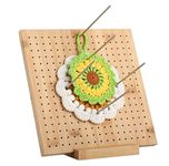 LIVSMON 9.25" Crochet Blocking Board, Handcrafted Knitting Blocking Mat for Perfect Knitting and Granny Squares, Full Kit with10 Stainless Steel Rod Pins, Gifts for Grandmothers, Mothers