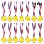 FEPITO 36 Pcs Gold Winner Medals Plastic Medals Gold Medal Party Favor Decorations and Sports Awards