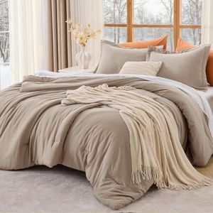 MUXHOMO Oversized King Comforter Sets, All Season Ultra Soft Down Alternative Bedding - 3 Piece Lightweight Bed Set Includes 1 Comforter (120"x98") and 2 Pillow Shams (20"x36"), Dark Linen