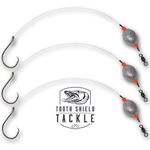 3 Pack Tooth Shield Tackle Carolina Drum Rig Rigs Redfish Rig Catfish [80lb Fluorocarbon - 8/0 VMC Circle Hook] 3/4 oz Weight