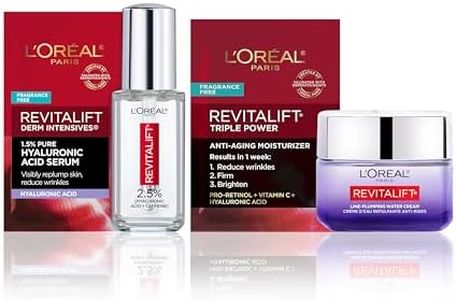 L'Oreal Paris Revitalift Hyaluronic Acid + Caffeine Hydrating Eye Serum + Hyaluronic Acid Water Cream with Ceramides, 1 kit