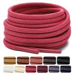 Stepace 2 Pairs Waxed Round Shoe Laces 3mm Oxford Shoelaces for Boots and Dress Shoes Red 96cm