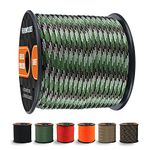 WEREWOLVES 650lb Paracord/Parachute Cord - 9 Strand Paracord Rope - 100', 200' Spools of Parachute Cord, Type III Paracord for Camping, Hiking and Survival (Army Green Camo, 100 Feet)