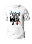 Jesus Way Truth The Life Printed White T Shirt | Soft Cotton Stylish Tshirt | Regular Fit Graphic Tshirt for Men Online | Half Sleeves Round Neck T-Shirt | Gym and Yoga Wear Devotional T Shirt L