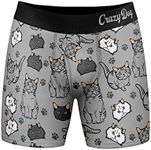 Mens I Like Cats And Maybe 3 People Boxers Funny Sarcastic Pet Novelty Underwear For Guys (Grey) - XL