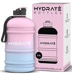 HYDRATE Gym Water Bottle for Men - Half Gallon Water Jug, Perfect for Hydration - Flip Cap Large Sports Bottle with Leak Proof Silicone Seal - BPA Free, Reusable Bottle - 2.2L Blue