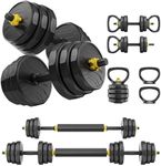 FEIERDUN Adjustable Dumbbells, 48lbs Free Weight Set with 4 Modes, Used as Barbell, Kettlebells, Push up Stand, Fitness Exercises for Home Gym Suitable Men/Women