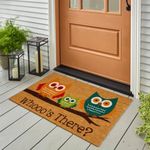 wyldy Natural Bright Eyed Owls Coir Backed By Pvc Rectangular Shape Door Mat Whooo'S There? Printed Long Lasting Entrance Anti Skid For Indoor,Outdoor, Home And Office- 75 X 1.5 X 45Cm (Multicolor)