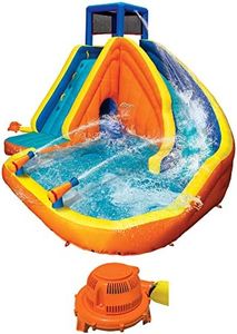 Banzai Sidewinder Falls Inflatable Kids Water Park Swim Splash Pool with Slide, Clubhouse, Climbing Wall, and Built-In Water Cannons