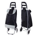 2 Wheels 35L Lightweight Shopping Grocery Trolley Travel Folding Cart Luggage Waterproof Foldaway Shopping Cart Grocery Bag for Easy Storage - Black