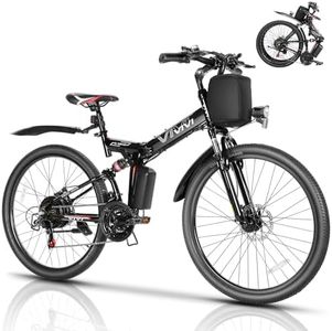 Vivi M026TGB Electric Bike 26" Electric Bike for Adults, Peak 850W Folding Electric Mountain Bike, 48V Removable Lithium Battery, 21 Speed, Top 22 Mph, Up to 50 Miles, Dual Shock Absorber, UL 2849