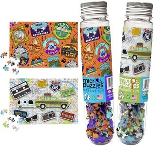 MicroPuzzles “Road Trip” 2-Pack, Collectors Edition 1, Mini Jigsaw Puzzles, 4 x 6 Inch, 150 Pieces, Twin Pack Mini Micro Small Portable Travel Puzzle