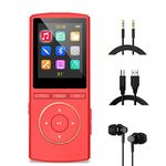 MP3 Player 32GB mp3 players with Enhanced Bluetooth, Hifi Lossless Sound, Line in Burn Music, Voice recorder, Sleep Timer, FM, Long Battery Life(red)