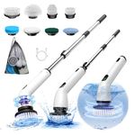 Keimi Electric Spin Scrubber, New Full-Body IPX7 Waterproof Cordless Bathroom Scrubber with 8 Replaceable Heads, Upgraded Extension Handle, Shower Cleaning Brush for Bathtub, Tile, Floor, Black