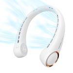 Morelax Neck Fan, Portable Neck Fan,Hands Free Bladeless Mini Fan with 360°Cooling Airflow, 3 Speeds Adjustable,Ultra Quiet Wearable, Suitable for Indoor Outdoor Travel Sports (White)