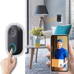 Zorzel Video Doorbell Home/Outdoor, 2.4 Ghz WiFi Wireless 1080P Doorbell Camera, Night Vision, Two-Way Audio, Cloud Storage with Indoor Wireless Chime