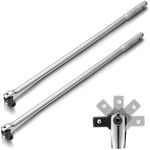 Hicarer 2 Pcs Extension Breaker Bar 1/2 Inch Drive 24 Inch Breaker Bar Cheater Bar Long Wrench with 180 Degree Swivel Head