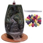 Ceramic Backflow Incense Burner - 80 Pcs Waterfall Backflow Incense Cones - for Yoga, Relaxation, Purification, Meditation Gift