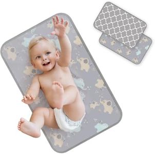 SlowTon Changing Pad - 2PCS Portable Diaper Waterproof Baby Change Mat Foldable Travel Baby Multi-Purpose Reusable Change Pad for Baby Stroller, Crib, Mattress Pad Cover for Boys Girls